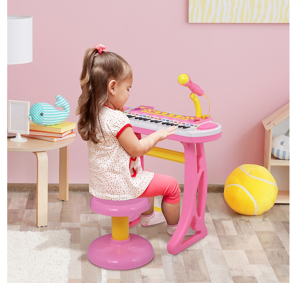 Image 947377_ALTMORE2.jpg, Product 947-377 / Price $56.99, Qaba Kids Toddler Toy Piano Keyboard with Included Sitting Stool, Pink from Qaba on TSC.ca's Toys & Hobbies department