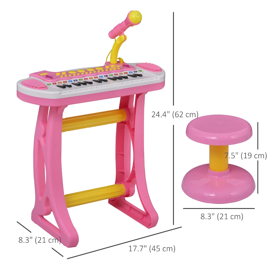 Image 947377_ALTMORE3.jpg, Product 947-377 / Price $56.99, Qaba Kids Toddler Toy Piano Keyboard with Included Sitting Stool, Pink from Qaba on TSC.ca's Toys & Hobbies department