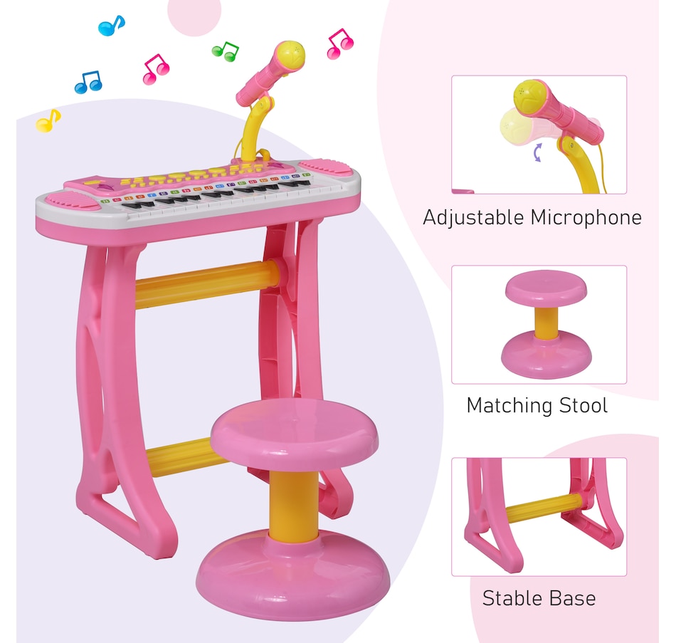 Image 947377_ALTMORE5.jpg, Product 947-377 / Price $56.99, Qaba Kids Toddler Toy Piano Keyboard with Included Sitting Stool, Pink from Qaba on TSC.ca's Toys & Hobbies department
