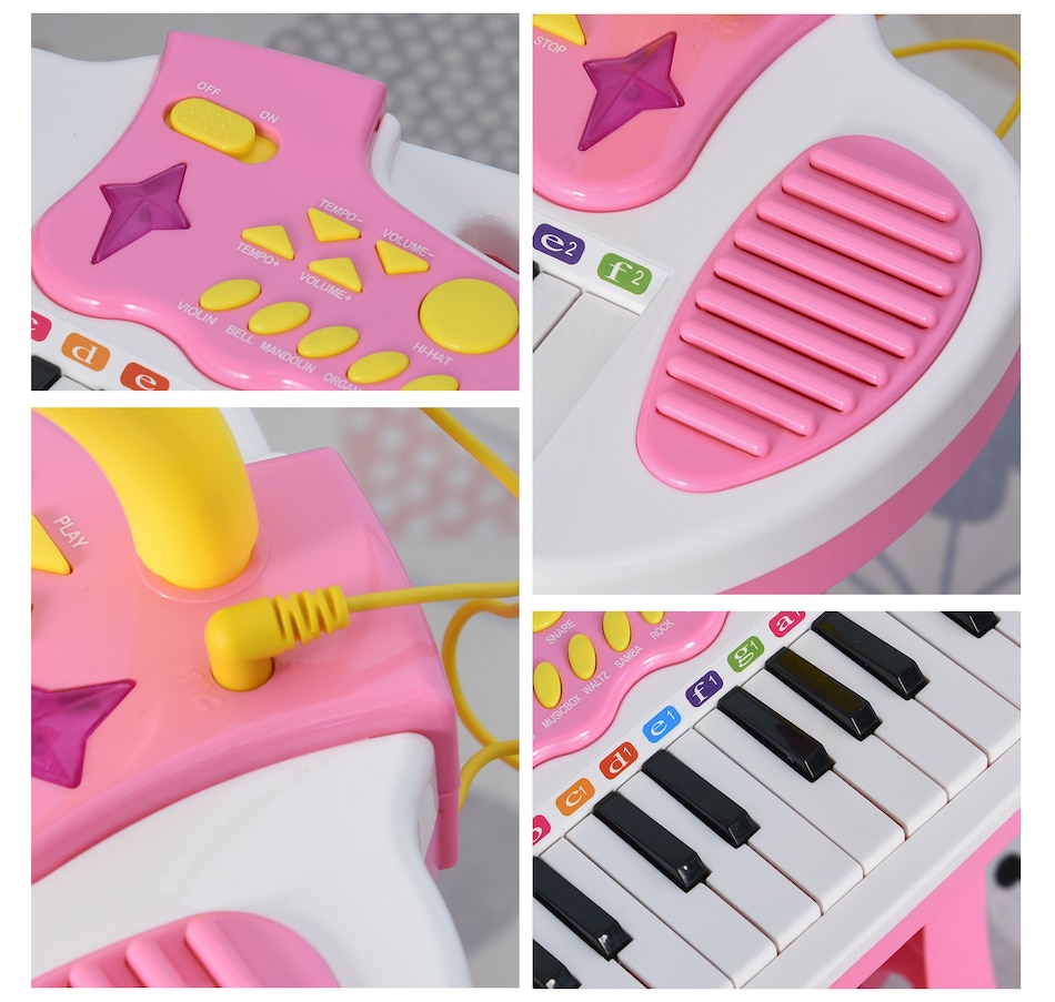 Image 947377_ALTMORE8.jpg, Product 947-377 / Price $56.99, Qaba Kids Toddler Toy Piano Keyboard with Included Sitting Stool, Pink from Qaba on TSC.ca's Toys & Hobbies department