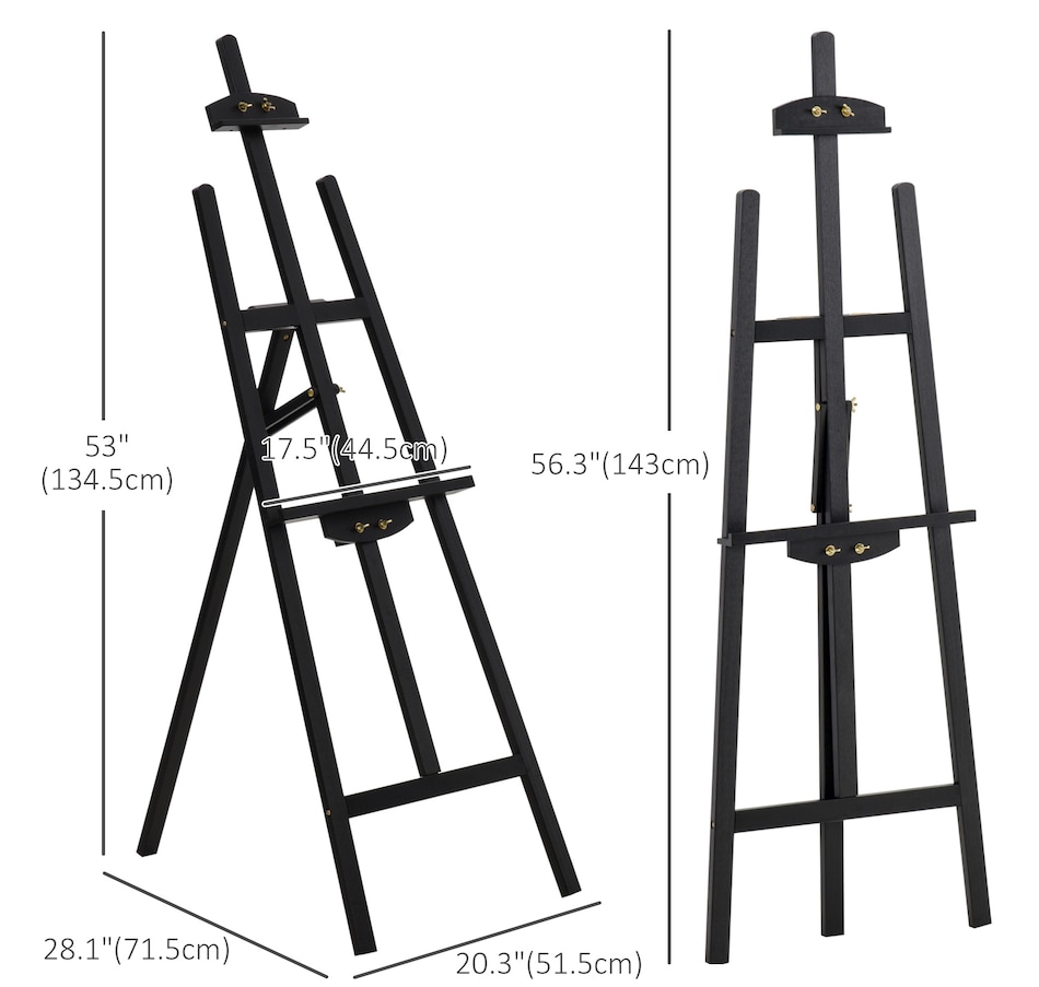 Image 947378_ALTMORE2.jpg, Product 947-378 / Price $49.99, HOMCOM 55" Adjustable Folding Art Easel Stand Painting Display Rack Black from HOMCOM on TSC.ca's Toys & Hobbies department