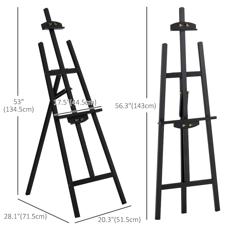 Image 947378_ALTMORE2.jpg, Product 947-378 / Price $60.76, HOMCOM 55" Adjustable Folding Art Easel Stand Painting Display Rack Black from HOMCOM on TSC.ca's Toys & Hobbies department