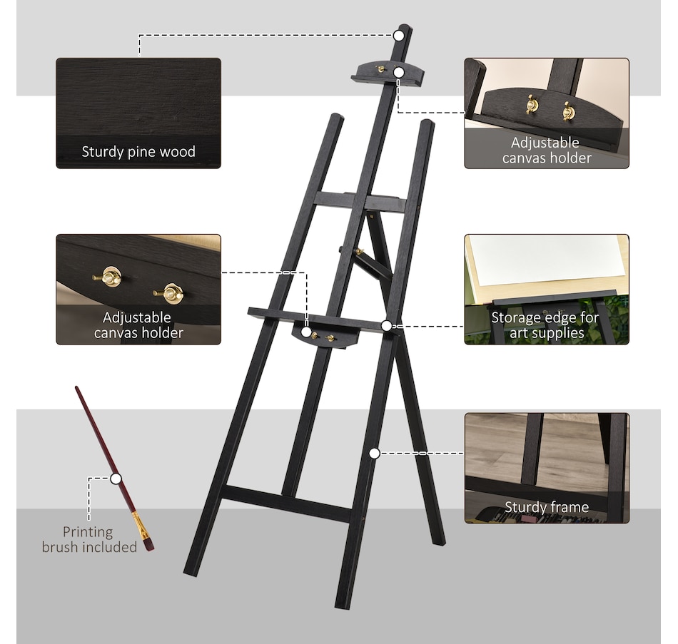 Image 947378_ALTMORE5.jpg, Product 947-378 / Price $49.99, HOMCOM 55" Adjustable Folding Art Easel Stand Painting Display Rack Black from HOMCOM on TSC.ca's Toys & Hobbies department