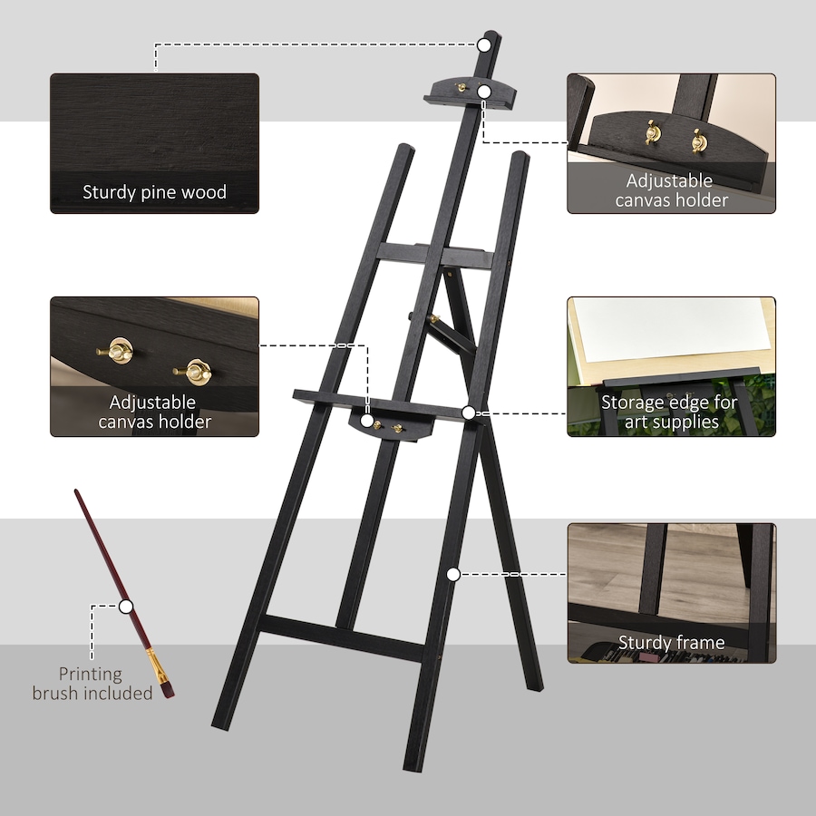Image 947378_ALTMORE5.jpg, Product 947-378 / Price $60.76, HOMCOM 55" Adjustable Folding Art Easel Stand Painting Display Rack Black from HOMCOM on TSC.ca's Toys & Hobbies department