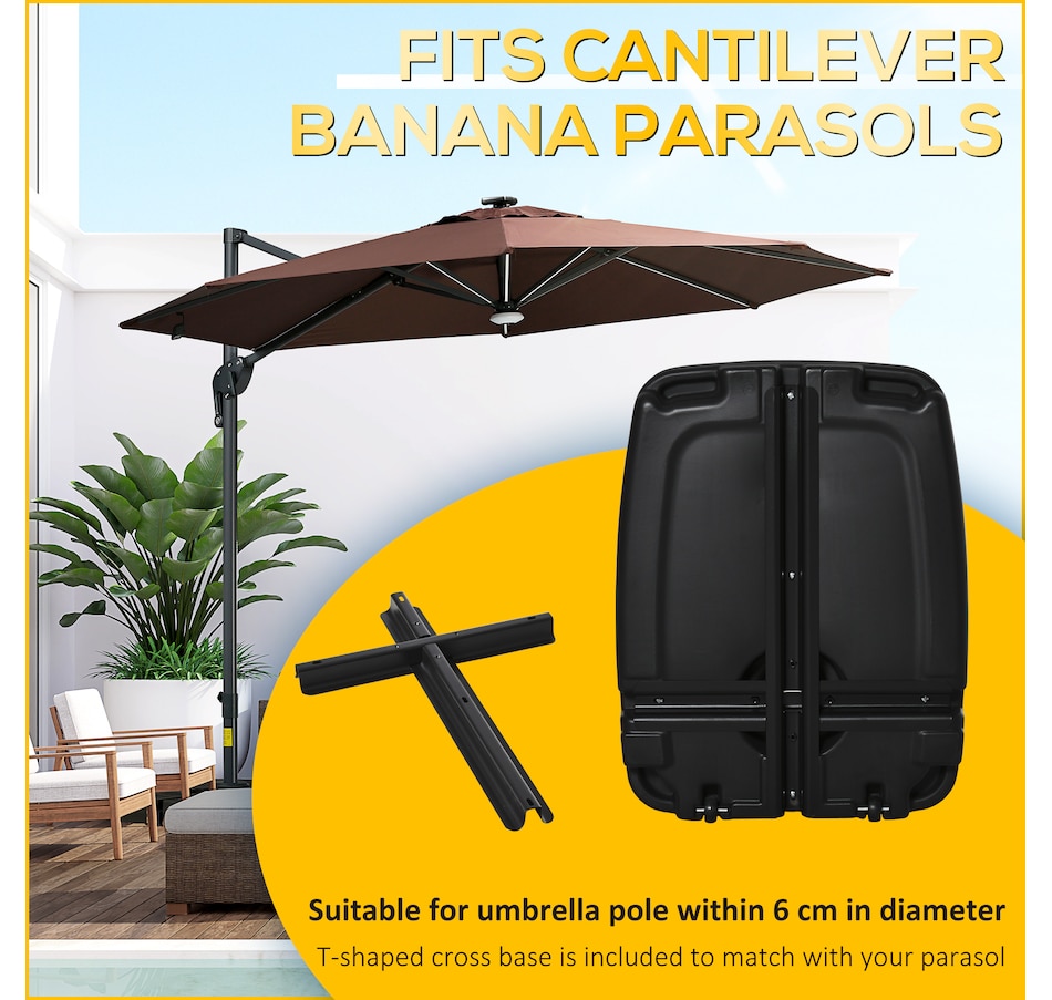 Image 947394_ALTMORE3.jpg, Product 947-394 / Price $79.99, Outsunny Plastic Cantilever Offset Umbrella Base Stand with Wheels, Black from Outsunny on TSC.ca's Home & Garden department
