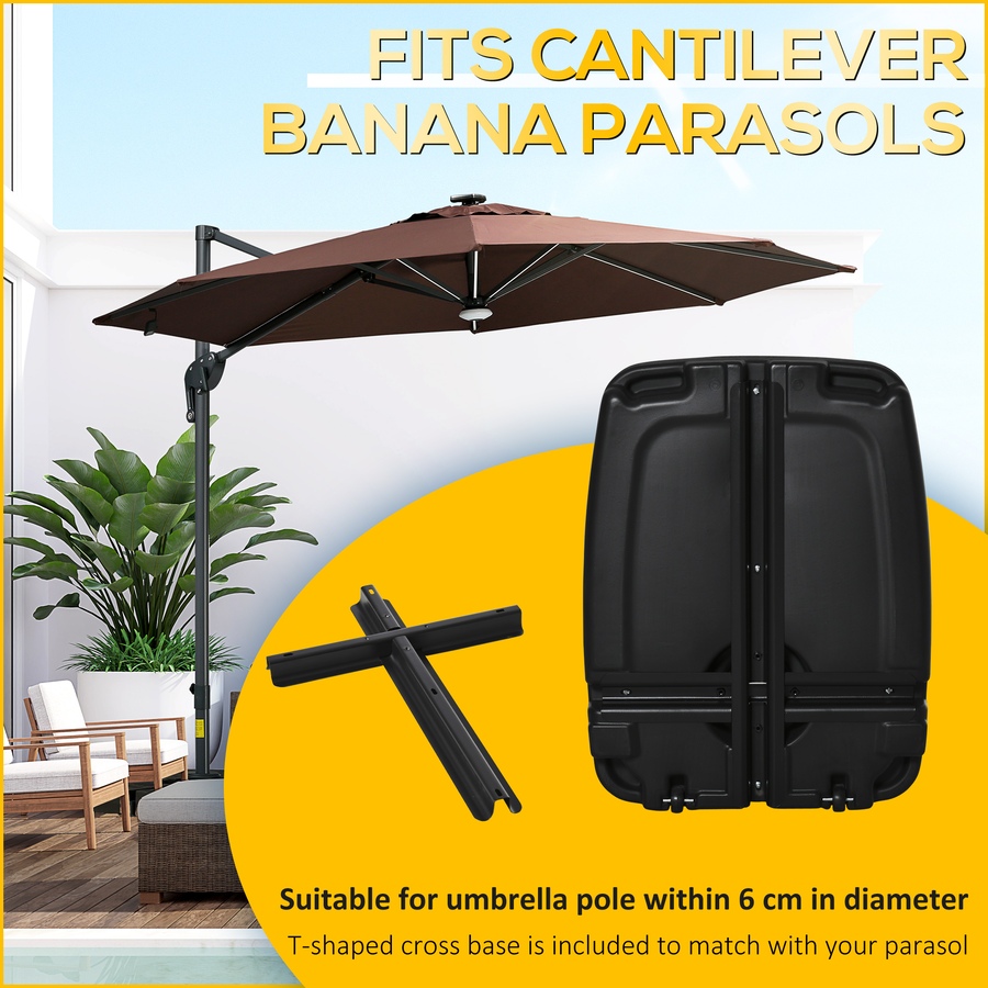 Image 947394_ALTMORE3.jpg, Product 947-394 / Price $89.99, Outsunny Plastic Cantilever Offset Umbrella Base Stand with Wheels, Black from Outsunny on TSC.ca's Home & Garden department