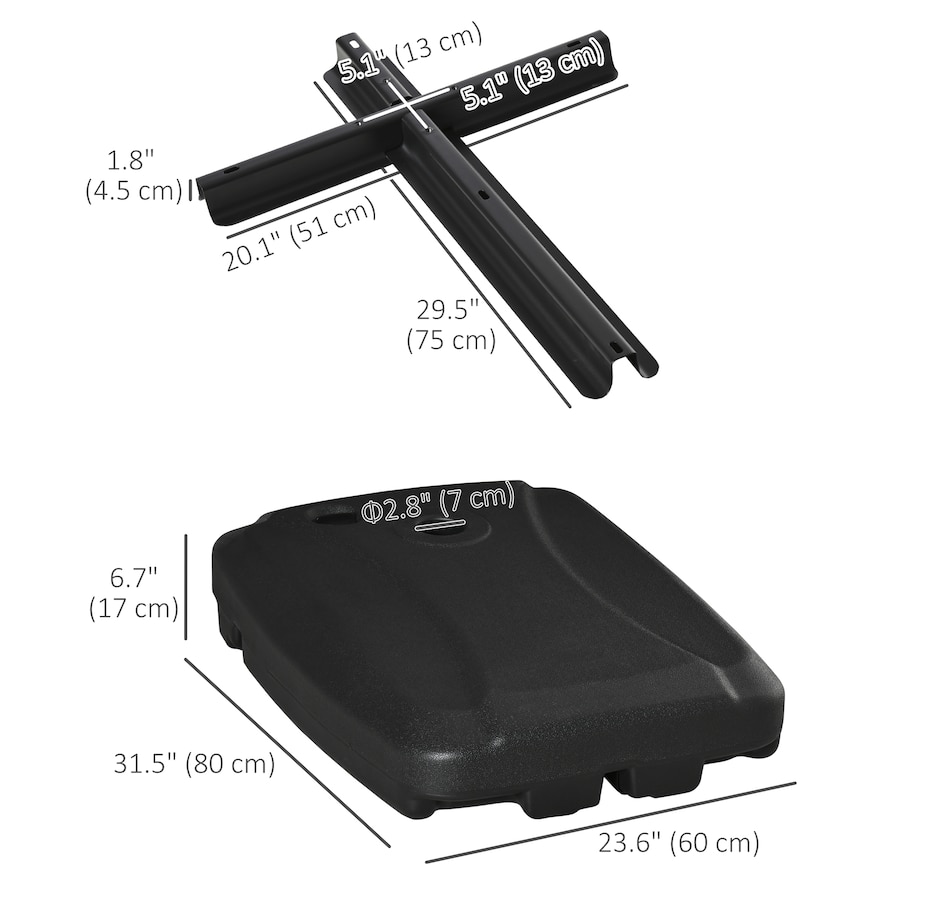 Image 947394_ALTMORE9.jpg, Product 947-394 / Price $79.99, Outsunny Plastic Cantilever Offset Umbrella Base Stand with Wheels, Black from Outsunny on TSC.ca's Home & Garden department