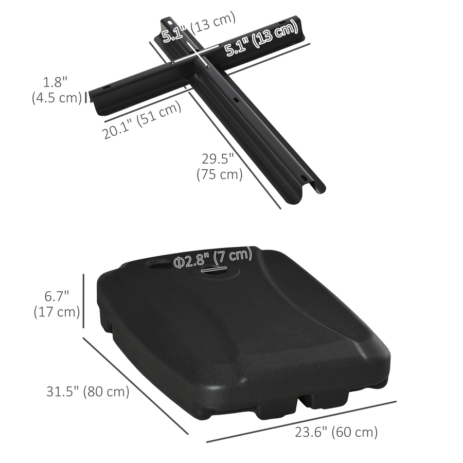 Image 947394_ALTMORE9.jpg, Product 947-394 / Price $89.99, Outsunny Plastic Cantilever Offset Umbrella Base Stand with Wheels, Black from Outsunny on TSC.ca's Home & Garden department