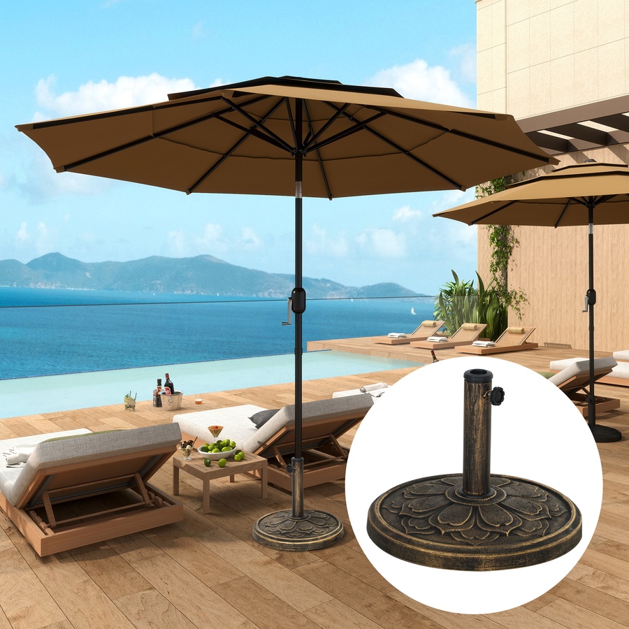 Image 947401_ALTMORE1.jpg, Product 947-401 / Price $64.99, Outsunny Patio Umbrella Base, 26 lbs Resin Outdoor Umbrella Stand, Bronze from Outsunny on TSC.ca's Home & Garden department