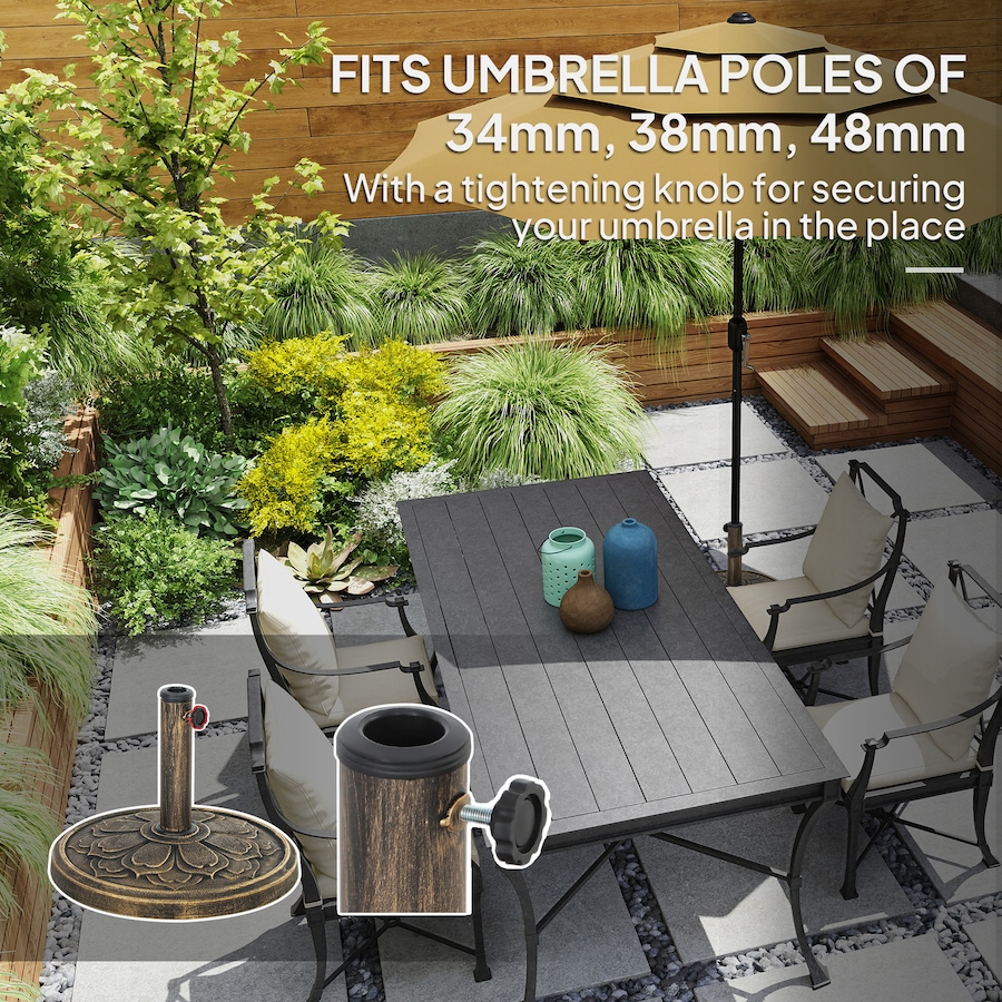 Image 947401_ALTMORE3.jpg, Product 947-401 / Price $64.99, Outsunny Patio Umbrella Base, 26 lbs Resin Outdoor Umbrella Stand, Bronze from Outsunny on TSC.ca's Home & Garden department