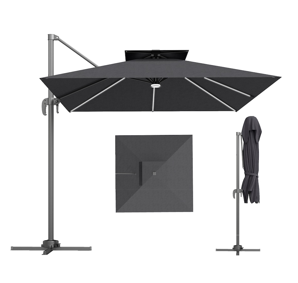Image 947411.jpg, Product 947-411 / Price $209.99, Outsunny 8' Cantilever Patio Umbrella w/ Solar Powered LED Lights,Dark Grey from Outsunny on TSC.ca's Home & Garden department