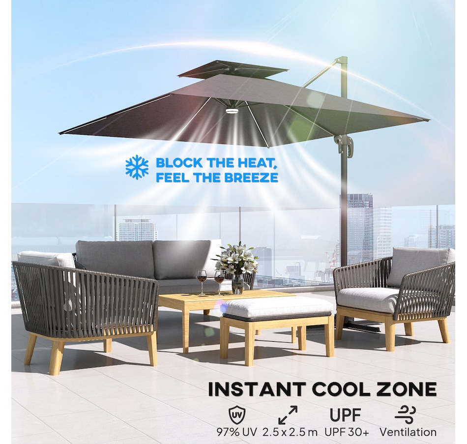 Image 947411_ALTMORE12.jpg, Product 947-411 / Price $209.99, Outsunny 8' Cantilever Patio Umbrella w/ Solar Powered LED Lights,Dark Grey from Outsunny on TSC.ca's Home & Garden department