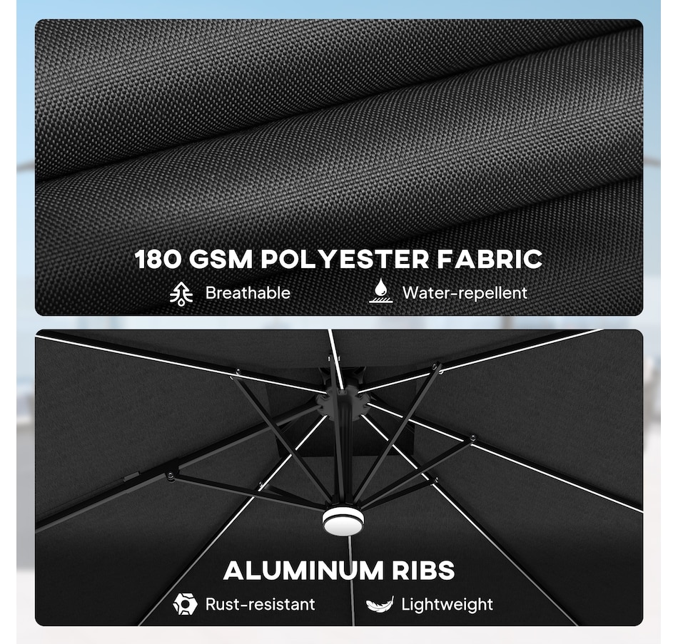 Image 947411_ALTMORE13.jpg, Product 947-411 / Price $209.99, Outsunny 8' Cantilever Patio Umbrella w/ Solar Powered LED Lights,Dark Grey from Outsunny on TSC.ca's Home & Garden department