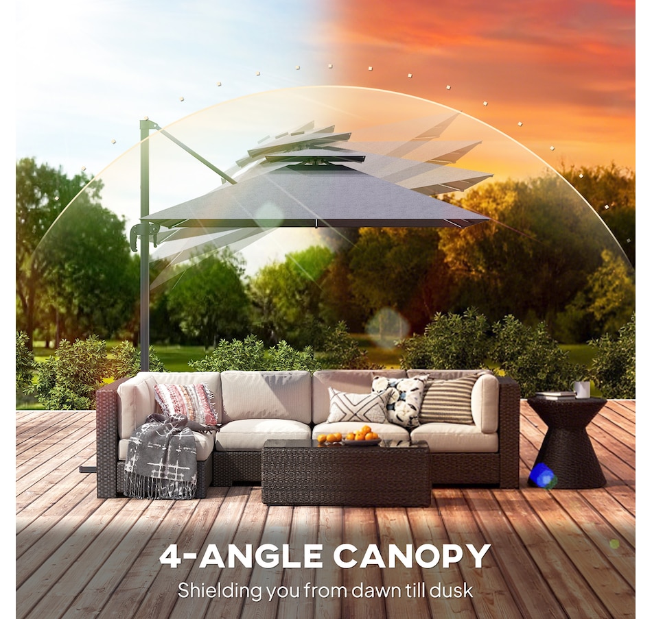 Image 947411_ALTMORE14.jpg, Product 947-411 / Price $209.99, Outsunny 8' Cantilever Patio Umbrella w/ Solar Powered LED Lights,Dark Grey from Outsunny on TSC.ca's Home & Garden department