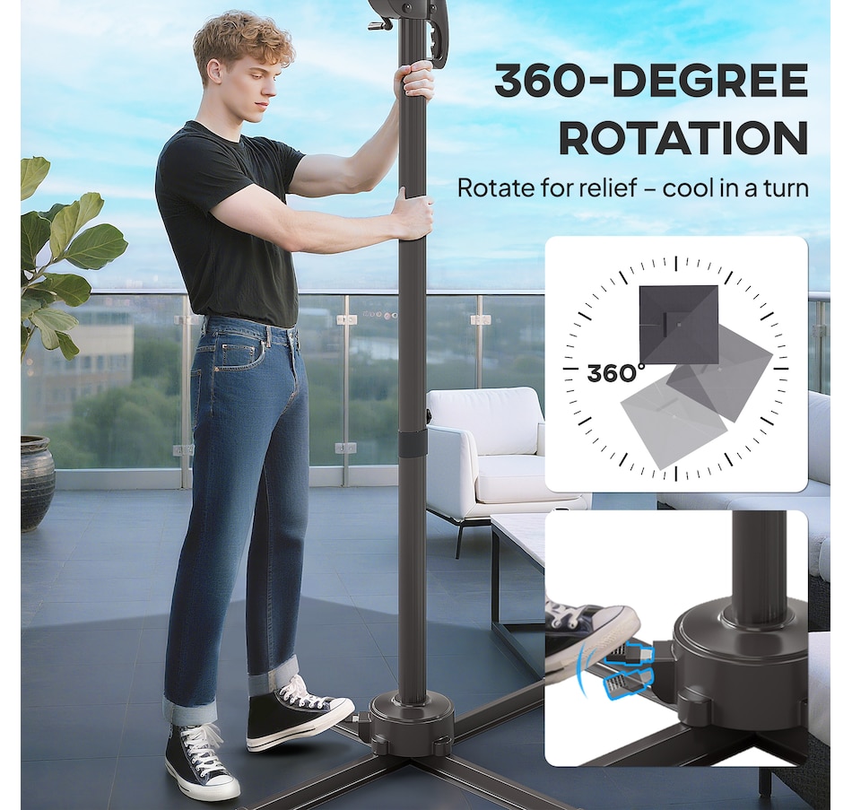 Image 947411_ALTMORE15.jpg, Product 947-411 / Price $209.99, Outsunny 8' Cantilever Patio Umbrella w/ Solar Powered LED Lights,Dark Grey from Outsunny on TSC.ca's Home & Garden department