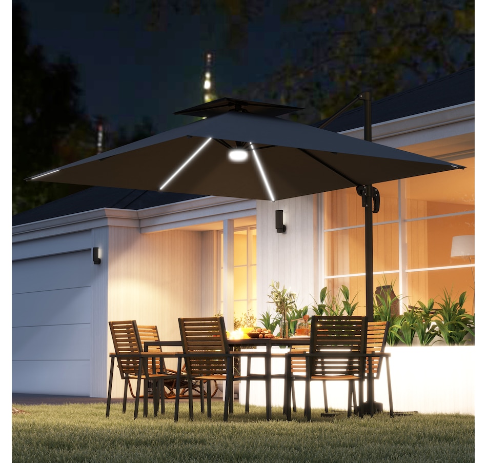 Image 947411_ALTMORE9.jpg, Product 947-411 / Price $209.99, Outsunny 8' Cantilever Patio Umbrella w/ Solar Powered LED Lights,Dark Grey from Outsunny on TSC.ca's Home & Garden department