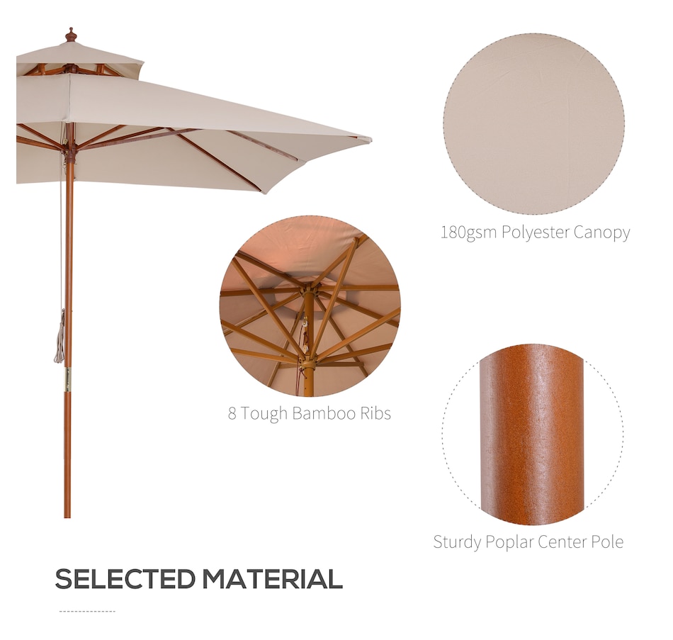 Image 947415_ALTMORE3.jpg, Product 947-415 / Price $139.99, Outsunny 10x10ft Wood Square Patio Umbrella from Outsunny on TSC.ca's Home & Garden department