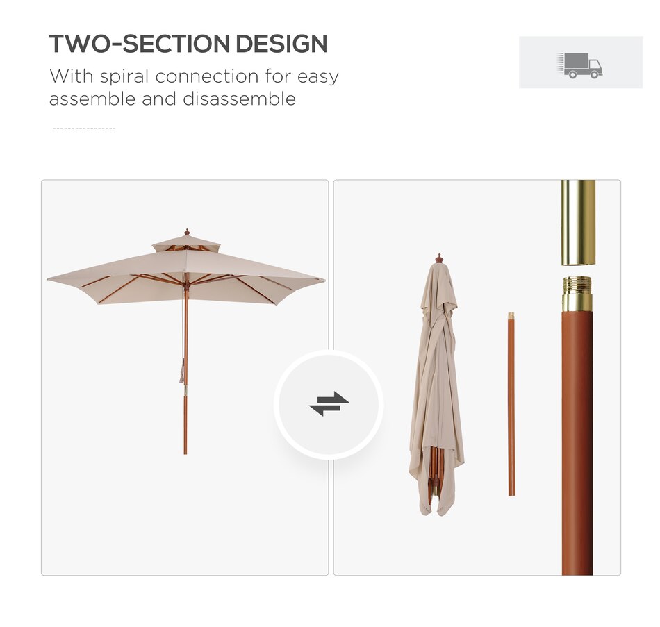 Image 947415_ALTMORE6.jpg, Product 947-415 / Price $139.99, Outsunny 10x10ft Wood Square Patio Umbrella from Outsunny on TSC.ca's Home & Garden department