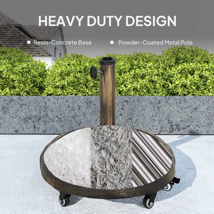 Image 947422_ALTMORE4.jpg, Product 947-422 / Price $79.99, Outsunny Patio Umbrella Base, 46 lbs Umbrella Stand with Wheels, Bronze from Outsunny on TSC.ca's Home & Garden department
