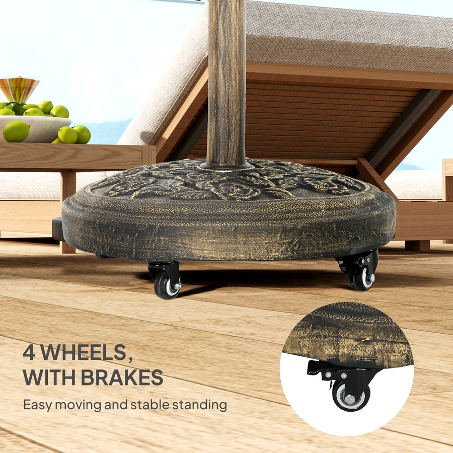 Image 947422_ALTMORE5.jpg, Product 947-422 / Price $79.99, Outsunny Patio Umbrella Base, 46 lbs Umbrella Stand with Wheels, Bronze from Outsunny on TSC.ca's Home & Garden department