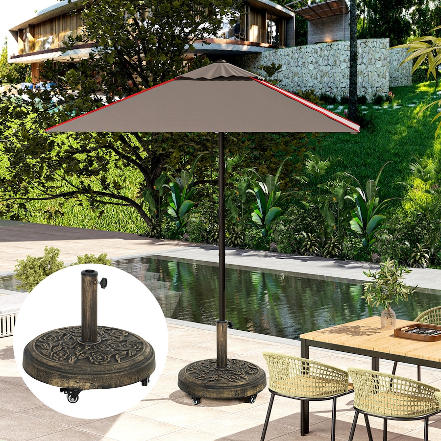 Image 947422_ALTMORE7.jpg, Product 947-422 / Price $79.99, Outsunny Patio Umbrella Base, 46 lbs Umbrella Stand with Wheels, Bronze from Outsunny on TSC.ca's Home & Garden department