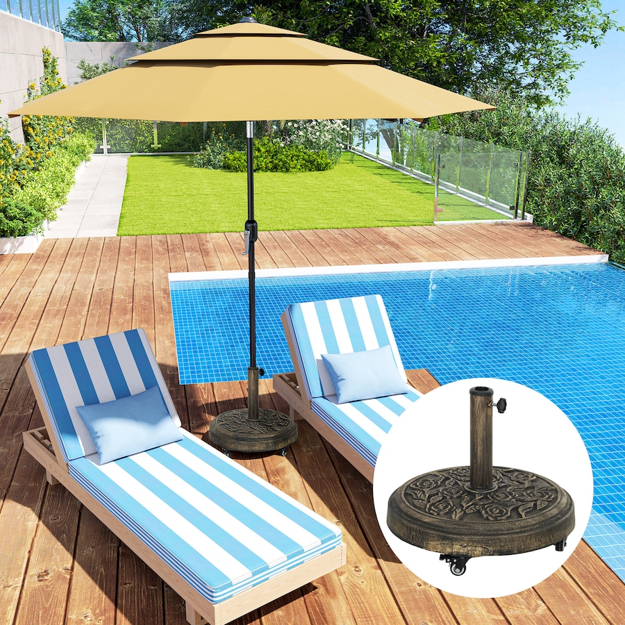 Image 947422_ALTMORE8.jpg, Product 947-422 / Price $79.99, Outsunny Patio Umbrella Base, 46 lbs Umbrella Stand with Wheels, Bronze from Outsunny on TSC.ca's Home & Garden department