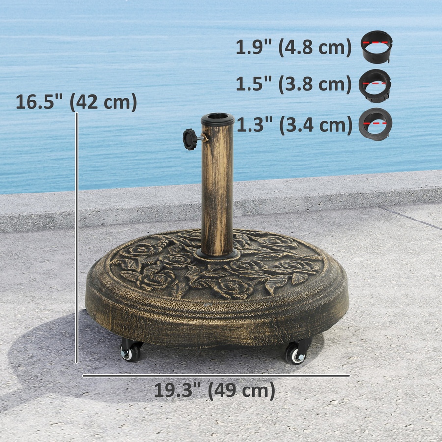 Image 947422_ALTMORE9.jpg, Product 947-422 / Price $79.99, Outsunny Patio Umbrella Base, 46 lbs Umbrella Stand with Wheels, Bronze from Outsunny on TSC.ca's Home & Garden department