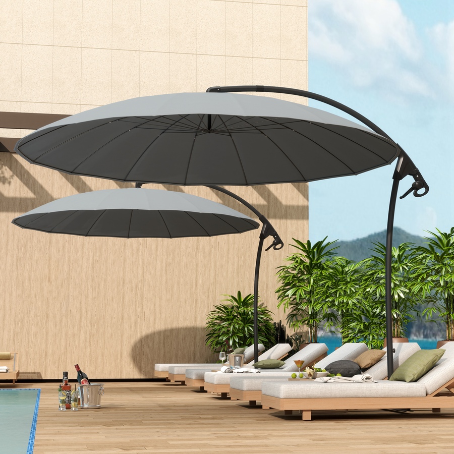 Image 947432_ALTMORE1.jpg, Product 947-432 / Price $124.99, Outsuny 9FT Cantilever Patio Umbrella with 16 Fibreglass Ribs, Grey from Outsunny on TSC.ca's Home & Garden department