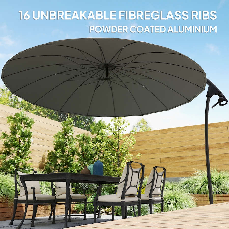 Image 947432_ALTMORE3.jpg, Product 947-432 / Price $124.99, Outsuny 9FT Cantilever Patio Umbrella with 16 Fibreglass Ribs, Grey from Outsunny on TSC.ca's Home & Garden department
