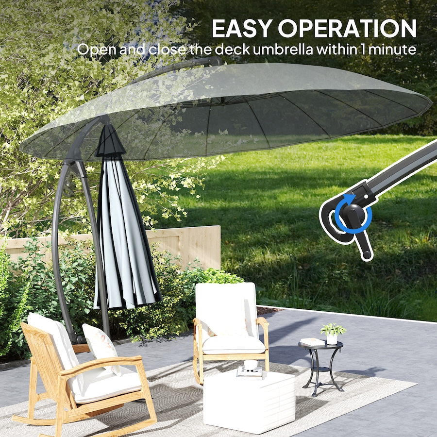 Image 947432_ALTMORE6.jpg, Product 947-432 / Price $124.99, Outsuny 9FT Cantilever Patio Umbrella with 16 Fibreglass Ribs, Grey from Outsunny on TSC.ca's Home & Garden department