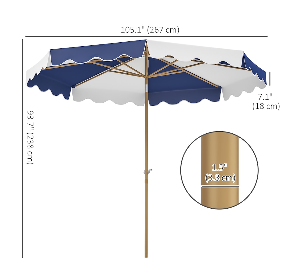 Image 947464_ALTMORE2.jpg, Product 947-464 / Price $79.99, Outsunny 9FT Patio Umbrella, UPF 50+ Tilting Parasol w/ Crank, Mixed Colour from Outsunny on TSC.ca's Home & Garden department