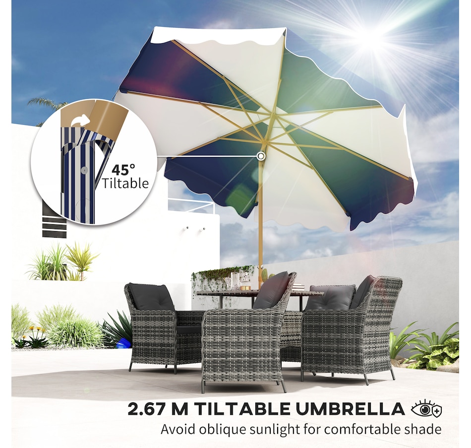 Image 947464_ALTMORE3.jpg, Product 947-464 / Price $79.99, Outsunny 9FT Patio Umbrella, UPF 50+ Tilting Parasol w/ Crank, Mixed Colour from Outsunny on TSC.ca's Home & Garden department