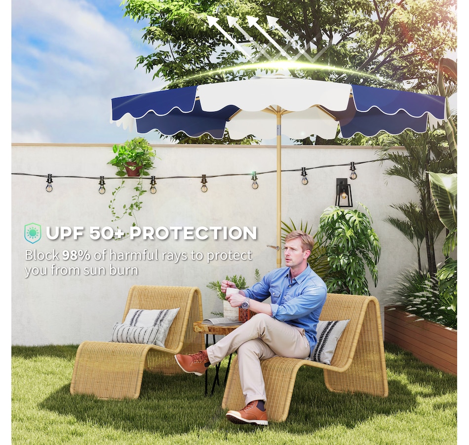 Image 947464_ALTMORE4.jpg, Product 947-464 / Price $79.99, Outsunny 9FT Patio Umbrella, UPF 50+ Tilting Parasol w/ Crank, Mixed Colour from Outsunny on TSC.ca's Home & Garden department