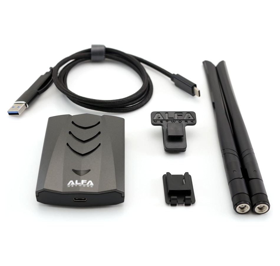 Image 947535_ALTMORE5.jpg, Product 947-535 / Price $119.99, Alfa Long-Range Dual-Band AC1200 Wireless USB 3.0 Type-C WiFi Adapter with 2x 5dBi External Antennas from Alfa on TSC.ca's Electronics department