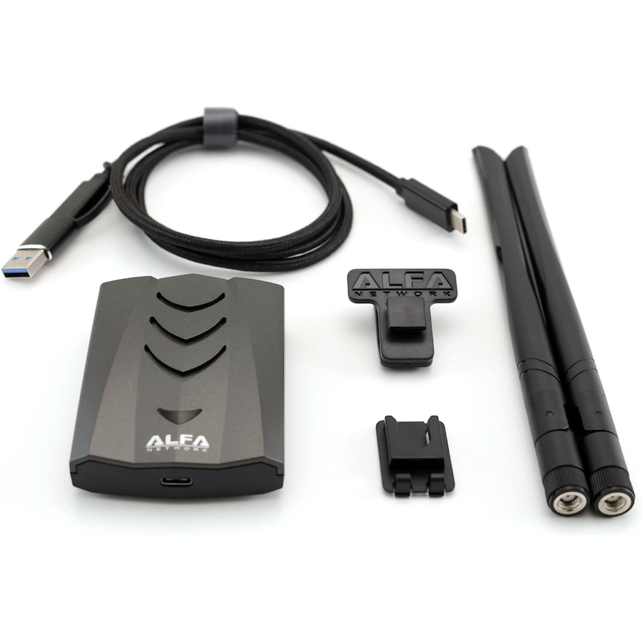 Image 947535_ALTMORE5.jpg, Product 947-535 / Price $119.99, Alfa Long-Range Dual-Band AC1200 Wireless USB 3.0 Type-C WiFi Adapter with 2x 5dBi External Antennas from Alfa on TSC.ca's Electronics department