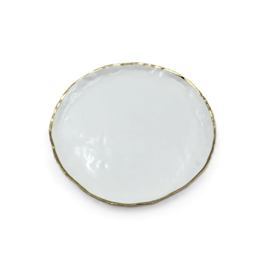Image 948512.jpg, Product 948-512 / Price $26.00, Elegance 8.5" Simplicity Collection White Porcelain Gold Trim Freestyle Round Dessert Plate from Elegance Tableware on TSC.ca's Kitchen department