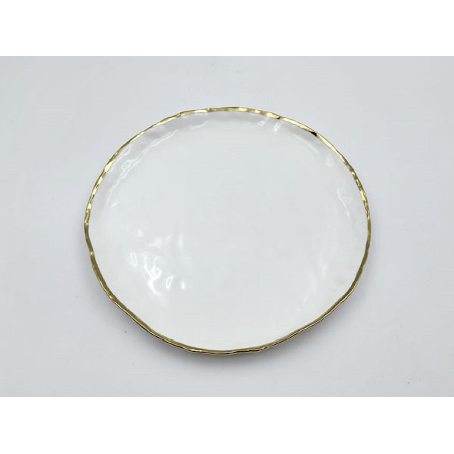 Image 948512_ALTMORE1.jpg, Product 948-512 / Price $26.00, Elegance 8.5" Simplicity Collection White Porcelain Gold Trim Freestyle Round Dessert Plate from Elegance Tableware on TSC.ca's Kitchen department