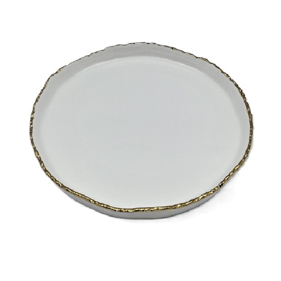 Image 948532.jpg, Product 948-532 / Price $33.00, Elegance 9.5" Simplicity Collection White Porcelain Gold Trim Raised Rim Round Shape Dessert Plate from Elegance Tableware on TSC.ca's Kitchen department