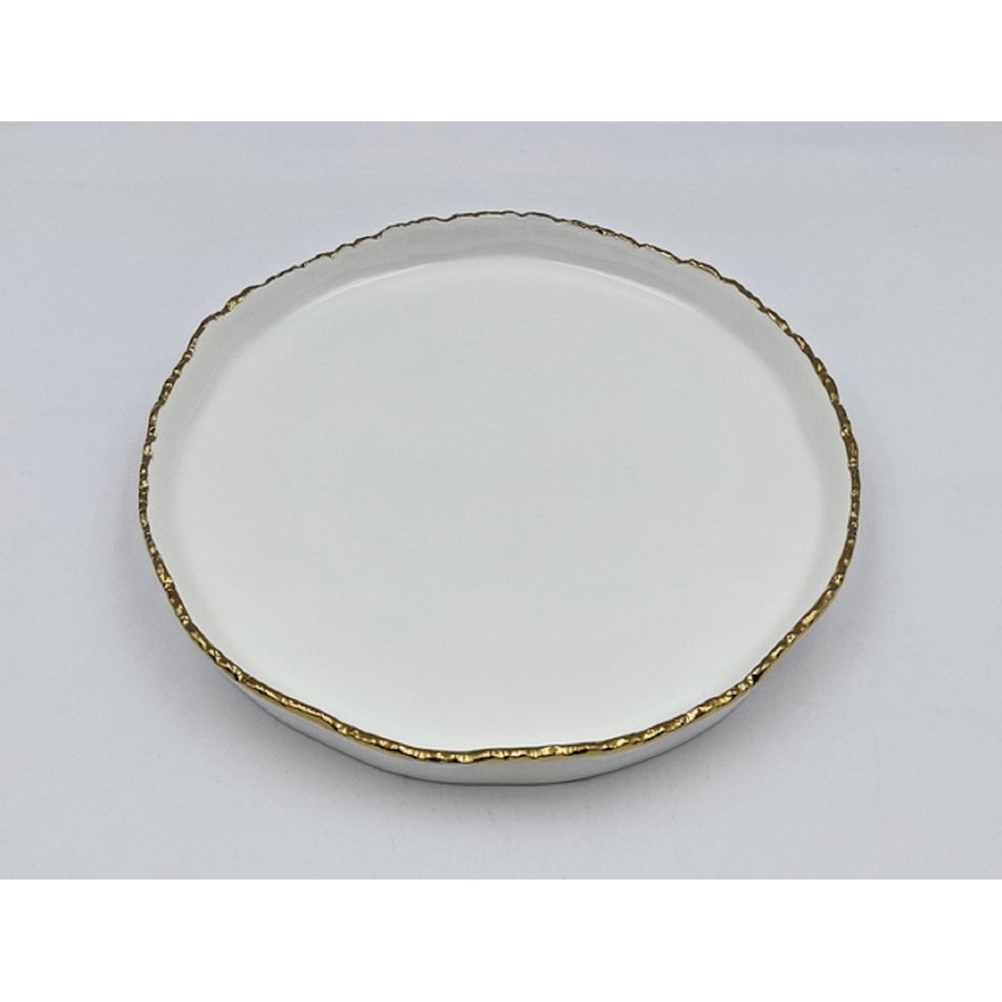 Image 948532_ALTMORE1.jpg, Product 948-532 / Price $33.00, Elegance 9.5" Simplicity Collection White Porcelain Gold Trim Raised Rim Round Shape Dessert Plate from Elegance Tableware on TSC.ca's Kitchen department