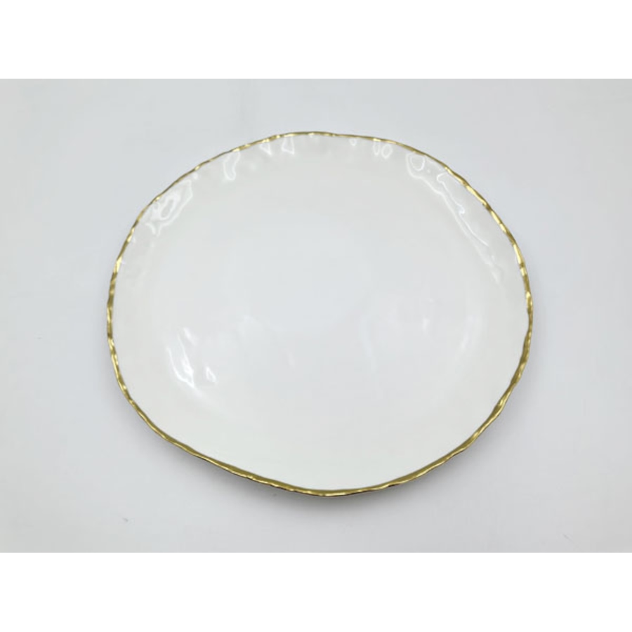 Image 948534.jpg, Product 948-534 / Price $37.00, Elegance 12.5" Simplicity Collection White Porcelain Gold Trim Freestyle Round Charger Plate from Elegance Tableware on TSC.ca's Kitchen department