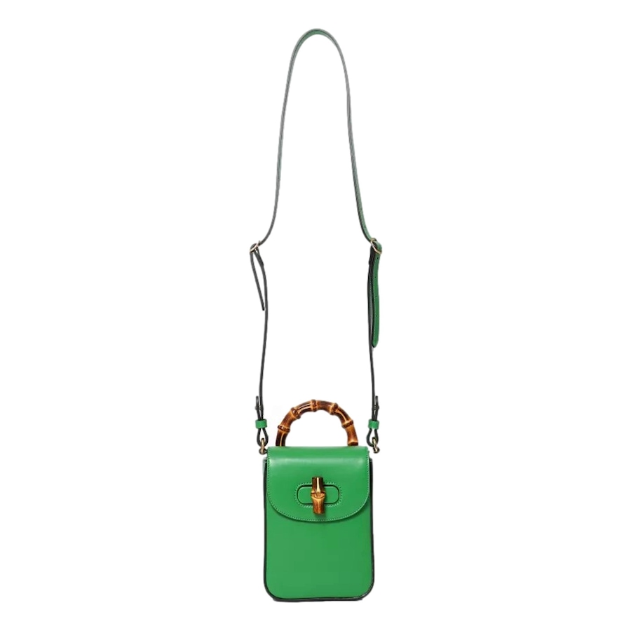 Image 948569_ALTMORE14.jpg, Product 948-569 / Price $2,536.00, Gucci Bamboo 1947 Mini Green Leather Top Handle Crossbody Bag from Gucci on TSC.ca's Fashion department