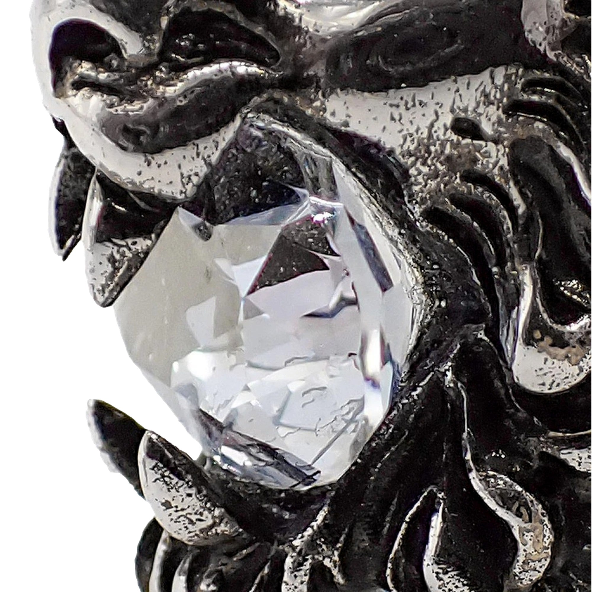 Gucci Lion Head Motif Silver Ring Crystal Size 13 - TSC.ca