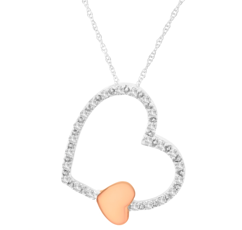 Image 948678.jpg, Product 948-678 / Price $1,397.00, 10KT Two Tone Gold 1/6 cttw Diamond Floating Heart Pendant Necklace (K-L, I1-I2) from Haus of Brilliance on TSC.ca's Jewellery department