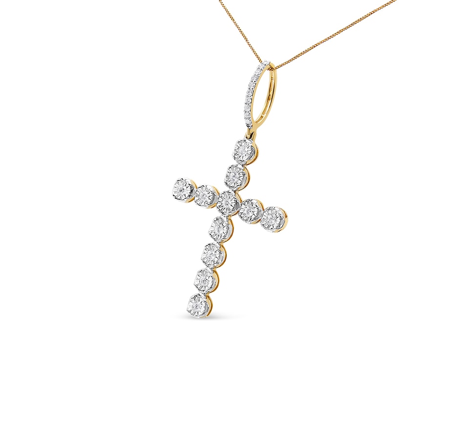 Image 948684_ALTMORE1.jpg, Product 948-684 / Price $3,914.00, 10K Yellow Gold 5/8 Cttw Miracle Set Round Diamond Circle Link Cross Pendant Necklace for Men (H-I Color, SI1-SI2 Clarity) - NO CHAIN INCLUDED from Haus of Brilliance on TSC.ca's Jewellery department