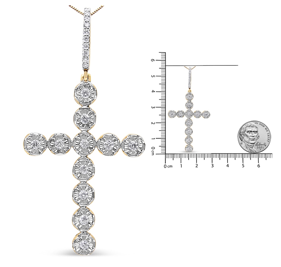 Image 948684_ALTMORE3.jpg, Product 948-684 / Price $3,914.00, 10K Yellow Gold 5/8 Cttw Miracle Set Round Diamond Circle Link Cross Pendant Necklace for Men (H-I Color, SI1-SI2 Clarity) - NO CHAIN INCLUDED from Haus of Brilliance on TSC.ca's Jewellery department