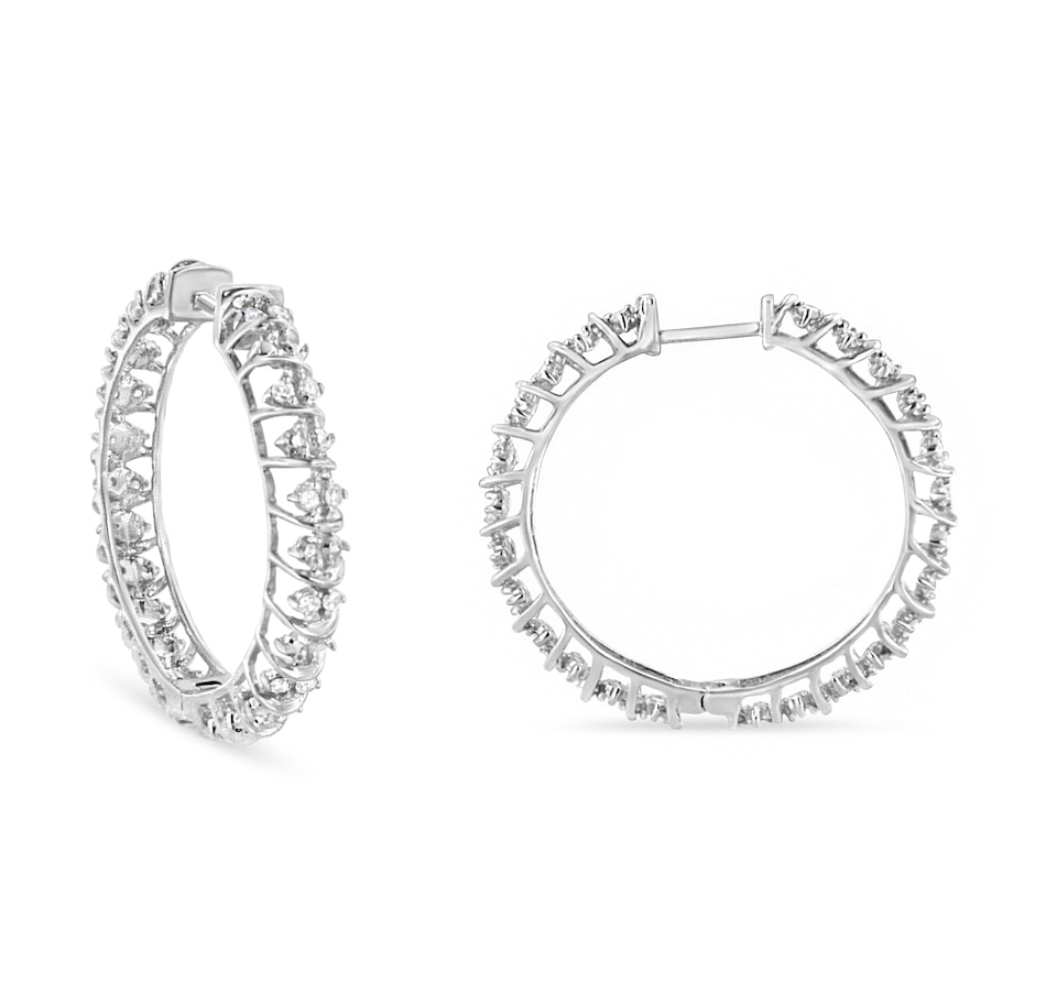 Image 948713.jpg, Product 948-713 / Price $1,062.00, .925 Sterling Silver 1/2 Cttw Diamond Wire Cage Style Hoop Earring (I-J Color, I2-I3 Clarity) from Haus of Brilliance on TSC.ca's Jewellery department