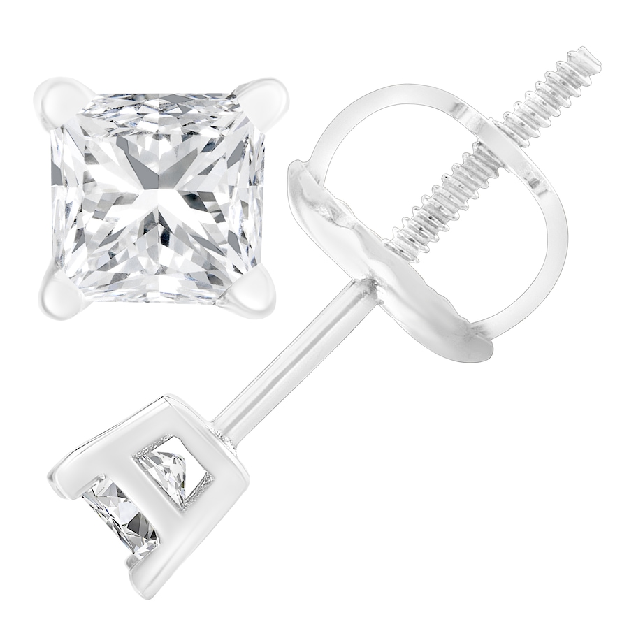 Image 948730_ALTMORE1.jpg, Product 948-730 / Price $11,022.00, AGS Certified 18K White Gold 1.0 Cttw 4-Prong Set Princess-Cut Solitaire Diamond Screw Back Stud Earrings (E-F Color, SI2-I1 Clarity) from Haus of Brilliance on TSC.ca's Jewellery department