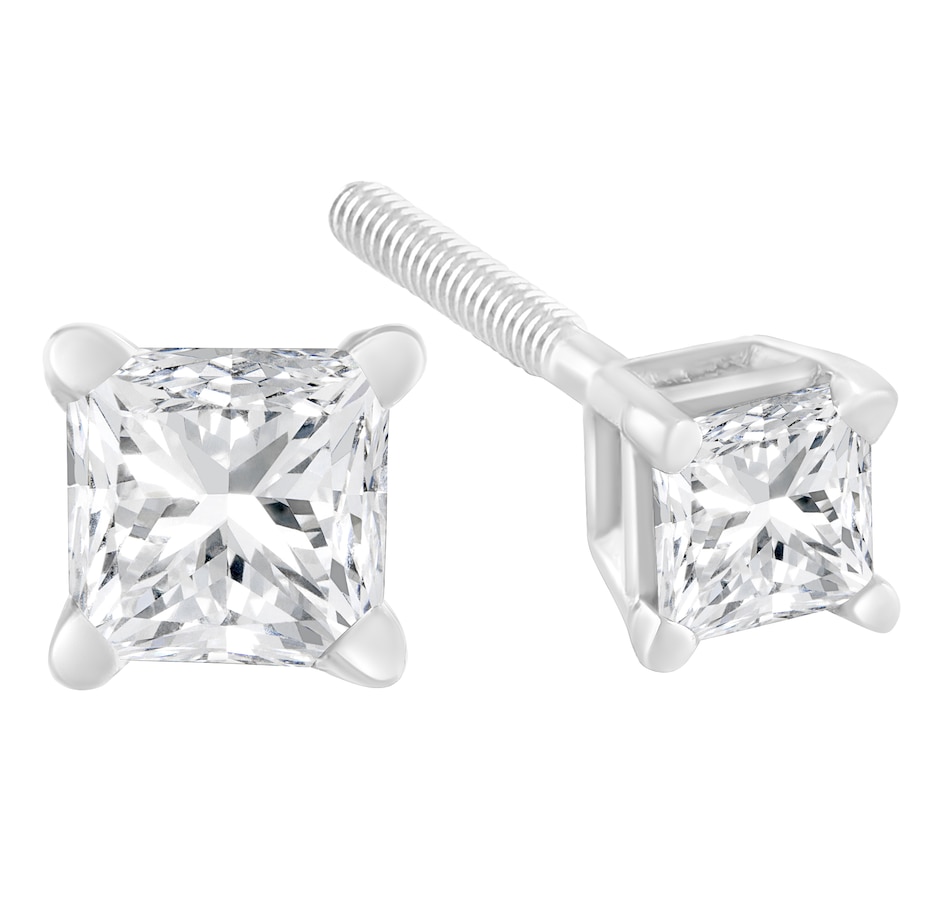 Image 948730_ALTMORE2.jpg, Product 948-730 / Price $11,022.00, AGS Certified 18K White Gold 1.0 Cttw 4-Prong Set Princess-Cut Solitaire Diamond Screw Back Stud Earrings (E-F Color, SI2-I1 Clarity) from Haus of Brilliance on TSC.ca's Jewellery department