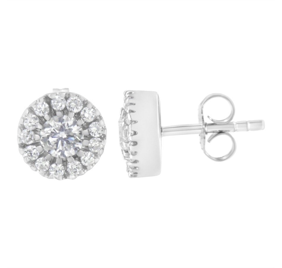 Image 948741.jpg, Product 948-741 / Price $7,999.00, 14k White Gold 1 cttw Diamond Halo Stud Earrings (I-J Clarity, I1-I2 Color) from Haus of Brilliance on TSC.ca's Jewellery department