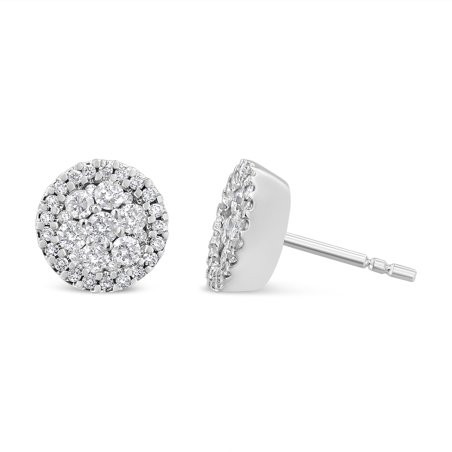 Image 948748_ALTMORE2.jpg, Product 948-748 / Price $5,152.00, AGS Certified 14K White Gold 1.0 Cttw Brilliant-Cut Diamond Halo-Style Cluster Round Button Stud Earrings (G-H Color, I1-I2 Clarity) from Haus of Brilliance on TSC.ca's Jewellery department